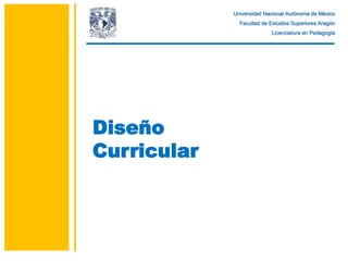 Universidad Nacional Autónoma de México
Facultad de Estudios Superiores Aragón
Licenciatura en Pedagogía
Diseño
Curricular
 