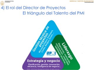 El triángulo del Talento del PMI
4) El rol del Director de Proyectos
 