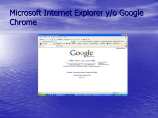 Microsoft Internet Explorer y/o Google
Chrome
 