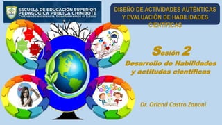 Sesión 2
Desarrollo de Habilidades
y actitudes científicas
Dr. Orland Castro Zanoni
DISEÑO DE ACTIVIDADES AUTÉNTICAS
Y EVALUACIÓN DE HABILIDADES
CIENTÍFICAS
 