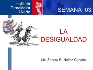 SEMANA 03


     LA
DESIGUALDAD

Lic. Sandra R. Nuñez Canales
 