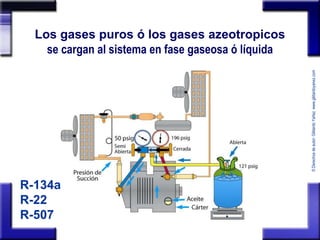© Derechos de autor: Gildardo Yañez www.gildardoyanez.com 
Los gases puros ó los gases azeotropicos 
se cargan al sistema ...