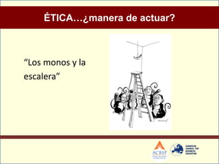 ÉTICA…¿manera de actuar?



“Los monos y la
escalera”
 