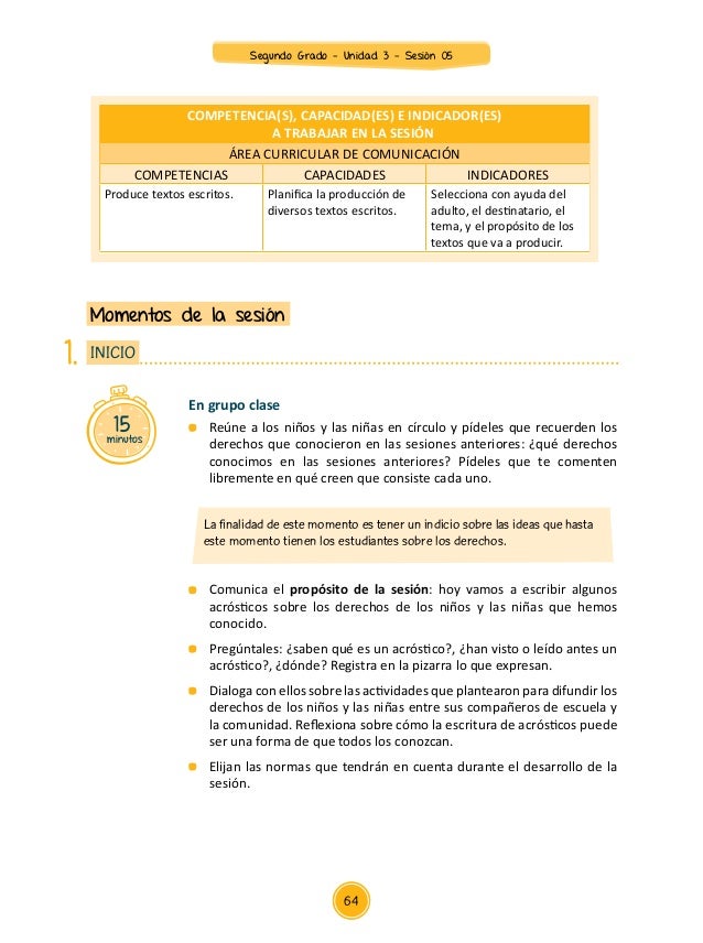 Sesión de Aprendizaje 05 de Unidad Didáctica 03 del Área 