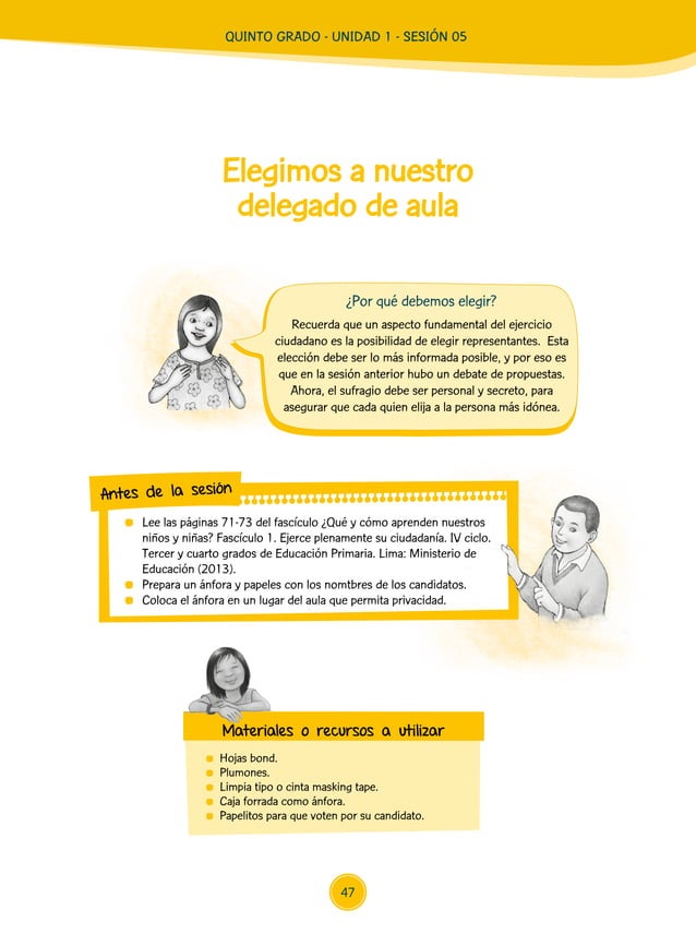 Sesión de Aprendizaje 05 de Unidad Didáctica 01 del Área de Personal Social Quinto grado de