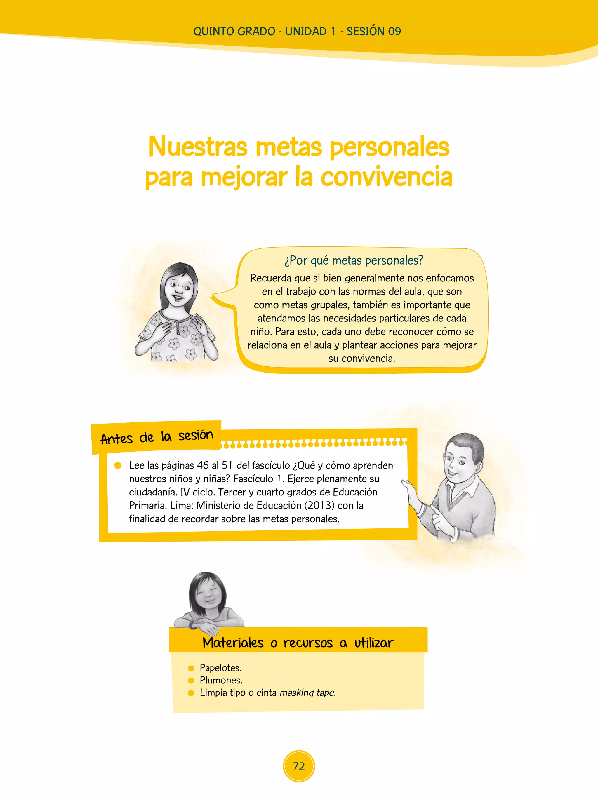 Sesión de Aprendizaje 09 de Unidad Didáctica 01 del Área de Personal