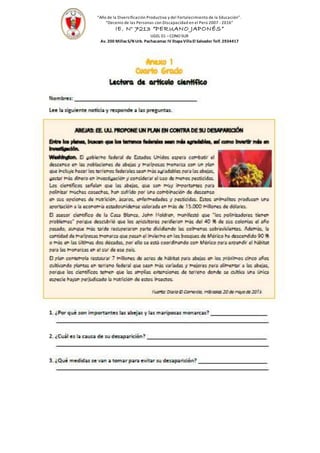 “Año de la Diversificación Productiva y del Fortalecimiento de la Educación”.
“Decenio de las Personas con Discapacidad en el Perú 2007 -2016”
IE. N° 7213 “PERUANO JAPONÉS”
UGEL 01 –CONO SUR
Av. 200 MillasS/N Urb. Pachacamac IV EtapaVillaEl Salvador Telf. 2934417
 