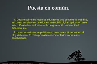 Mapa conceptual y recorrido por los tutoriales, recursos y aplicaciones de la mochila digital.