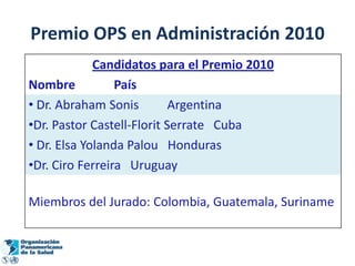 Premio OPS en Administración 2010