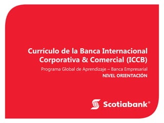 Currículo de la Banca Internacional Corporativa & Comercial (ICCB) 
Programa Global de Aprendizaje – Banca Empresarial 
NIVEL ORIENTACIÓN  