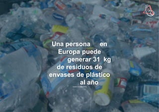 Cuenta la
Ciencia.
¡Alerta
Plástico!
Una persona en
Europa puede
generar 31 kg
de residuos de
envases de plástico
al año
(fuente: Euroestat 2015)
 