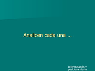 Analicen cada una … Diferenciación y posicionamiento 