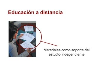 Educación a distancia Materiales como soporte del estudio independiente 