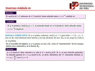 Inversos módulo m
 