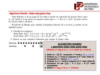 Algoritmo Shanks : Baby-step giant step
 
