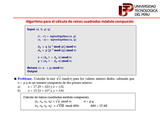 Algoritmo para el cálculo de raíces cuadradas módulo compuesto
 