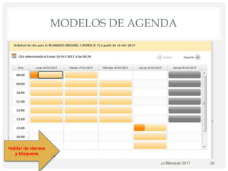MODELOS DE AGENDA
JJ Blanquer 2017 29
Hablar de viernes
y bloqueos
 