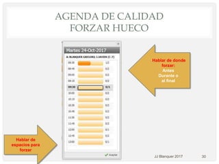 AGENDA DE CALIDAD
FORZAR HUECO
JJ Blanquer 2017 30
Hablar de
espacios para
forzar
Hablar de donde
forzar:
Antes
Durante o
al final
 