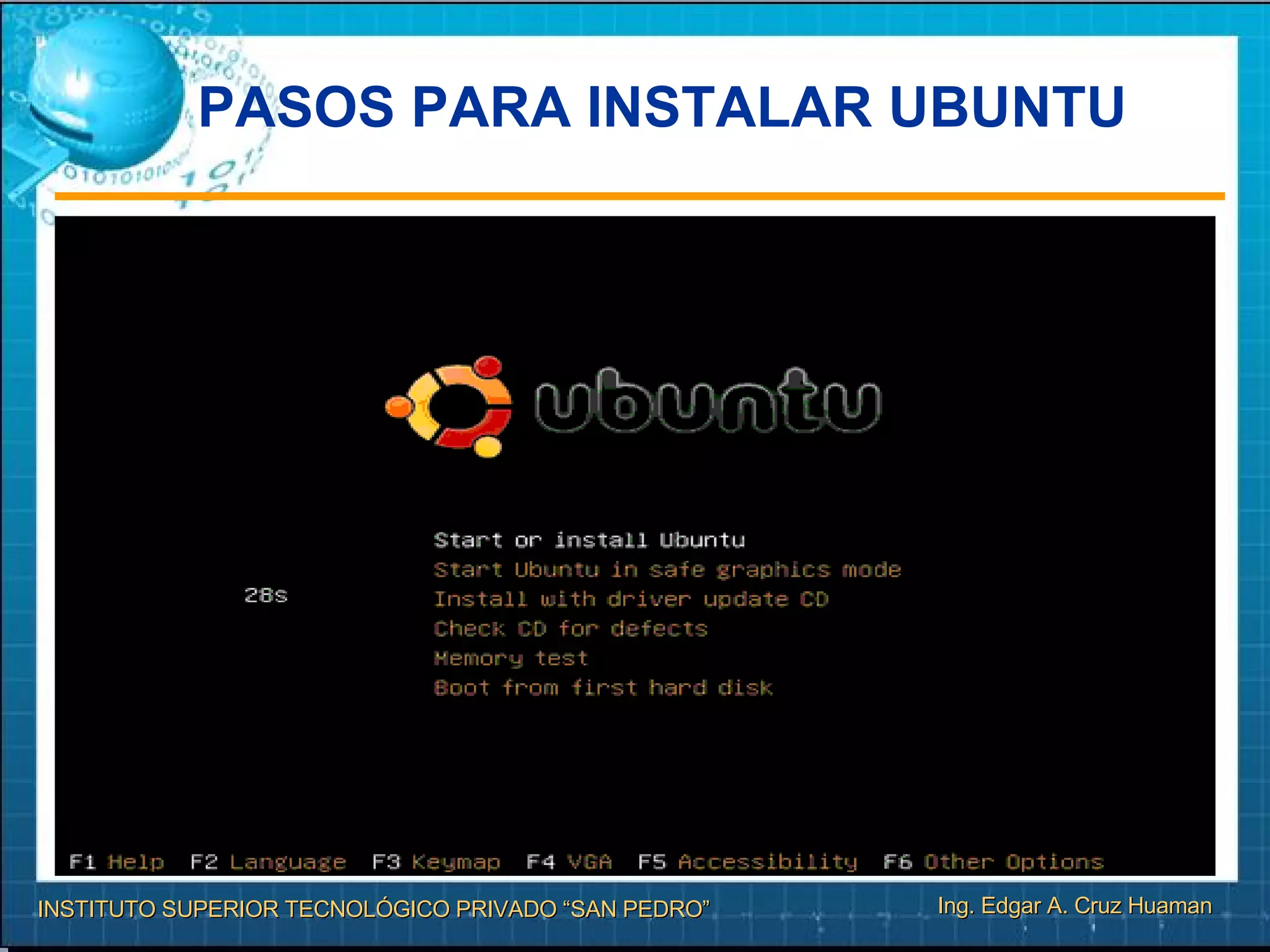 PASOS PARA INSTALAR UBUNTU 