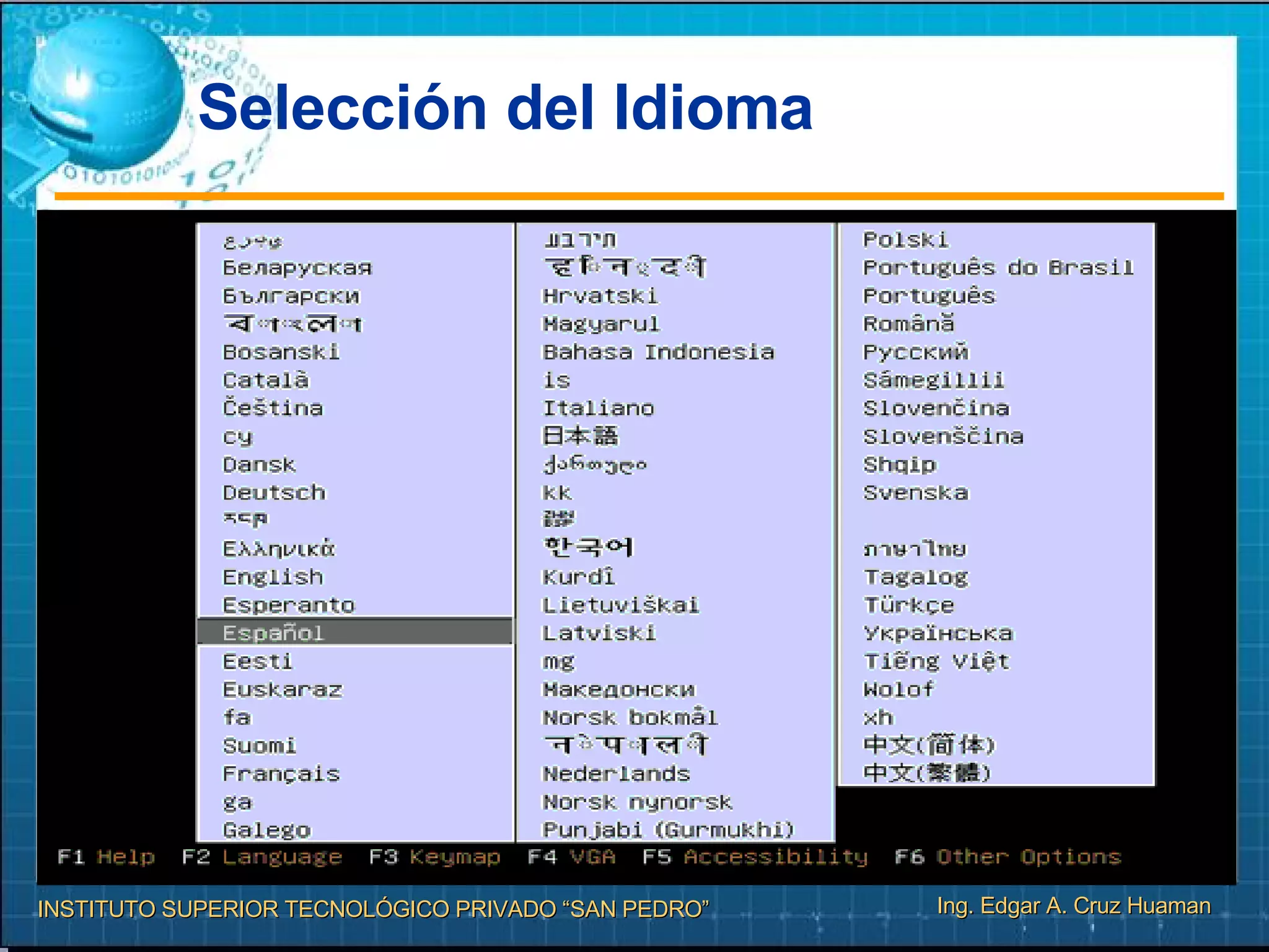 Selección del Idioma 
