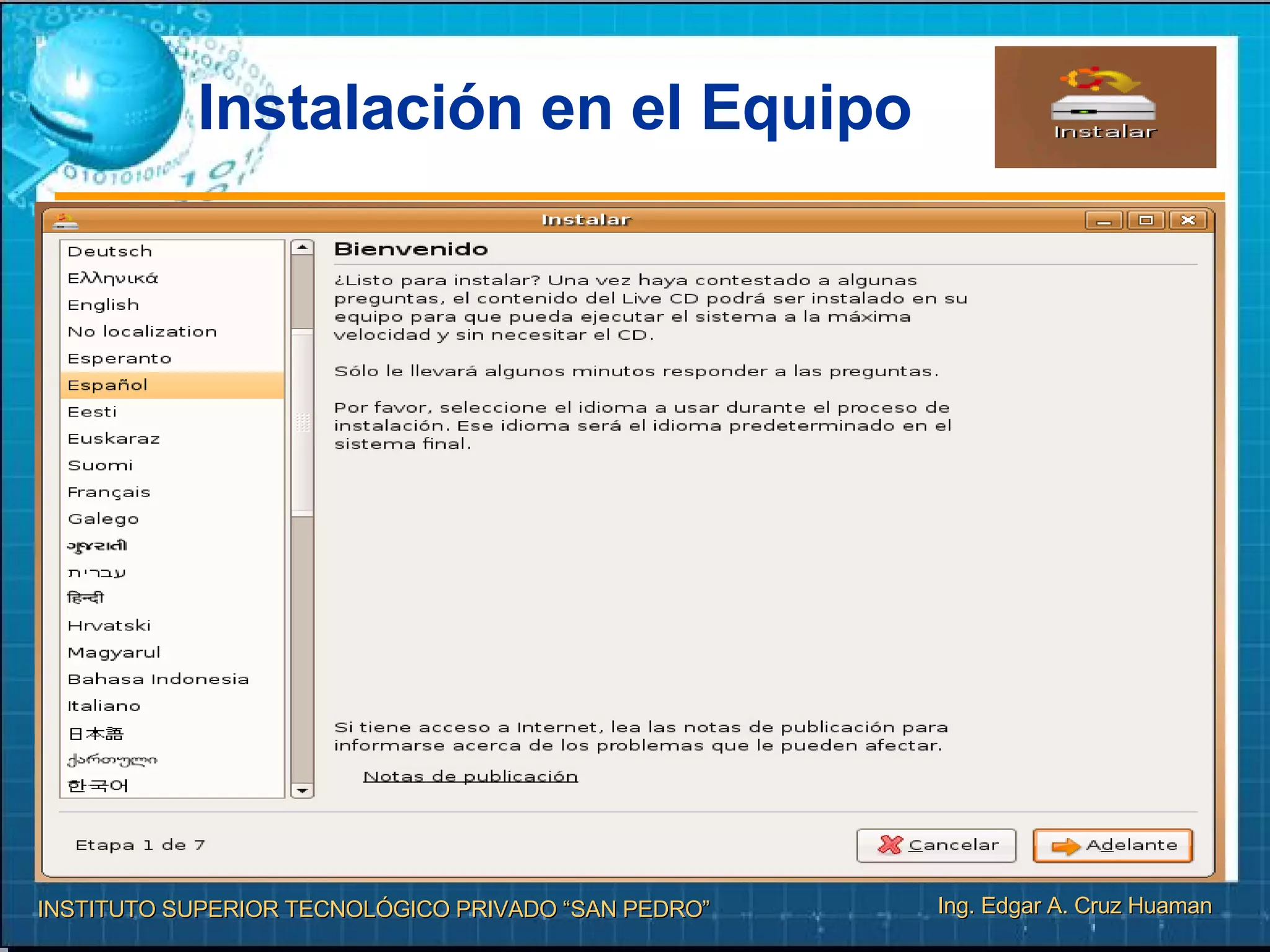 Instalación en el Equipo 