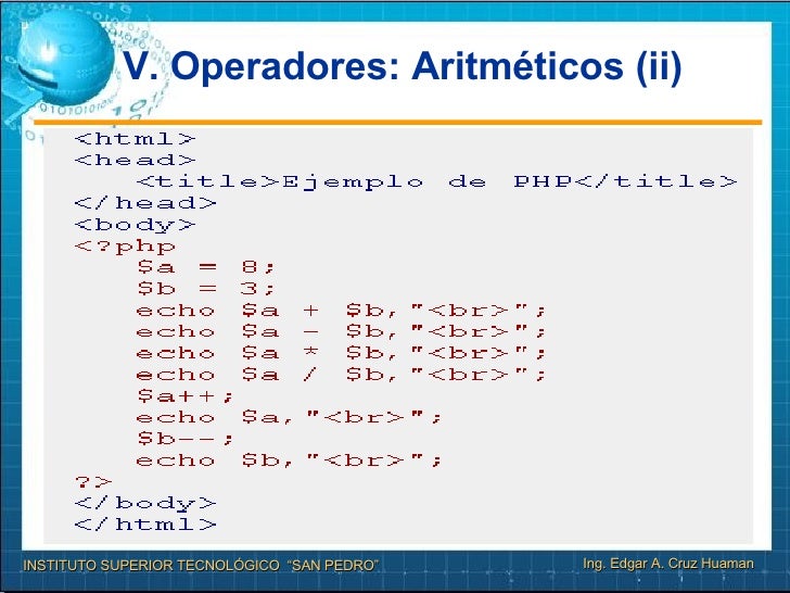 Resultado de imagen para operadores ARITMETICOS EN PHP