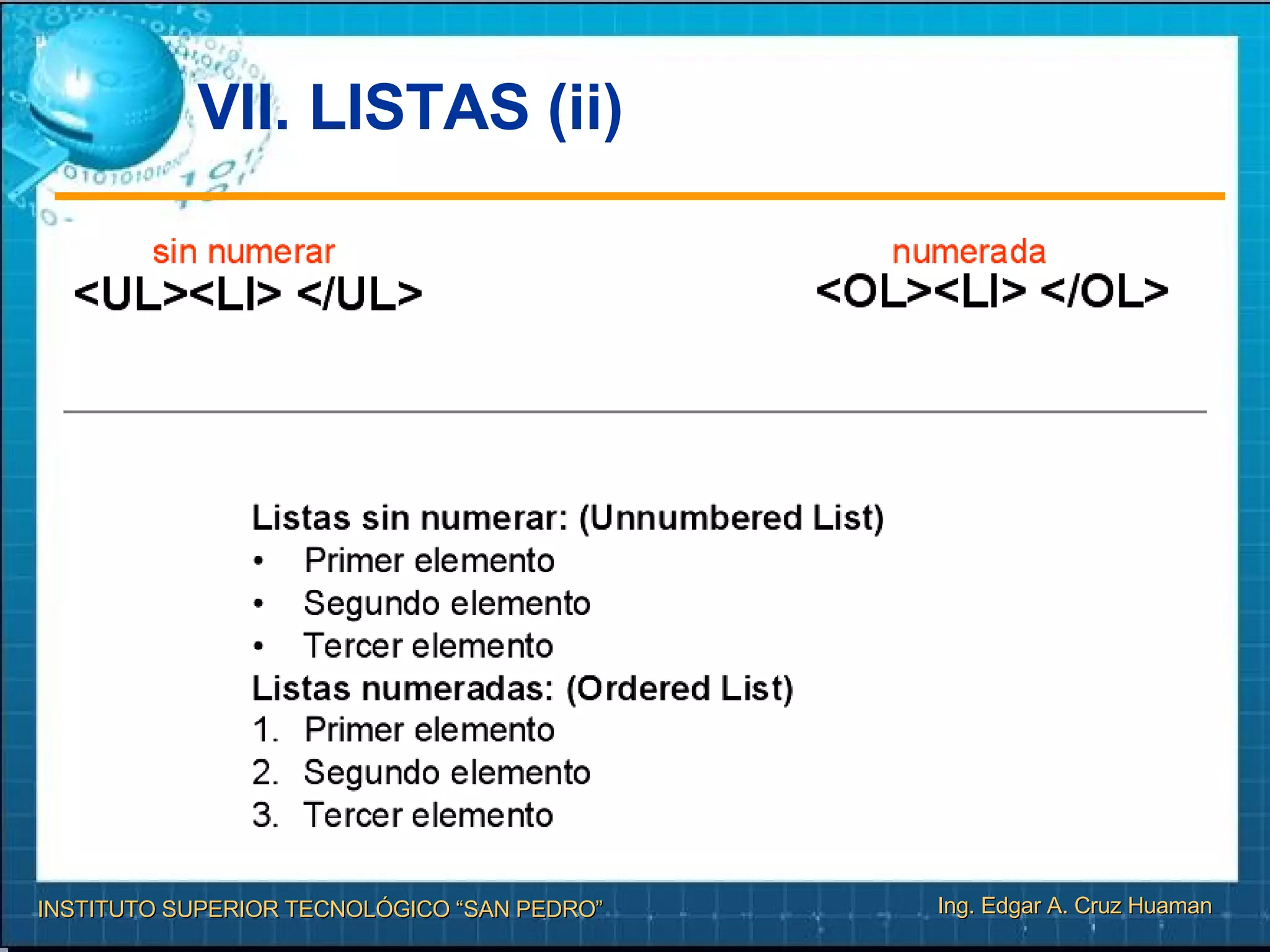 VII. LISTAS (ii)