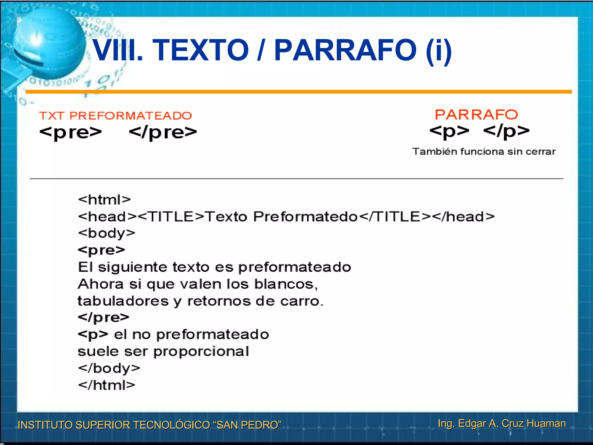 VIII. TEXTO / PARRAFO (i)