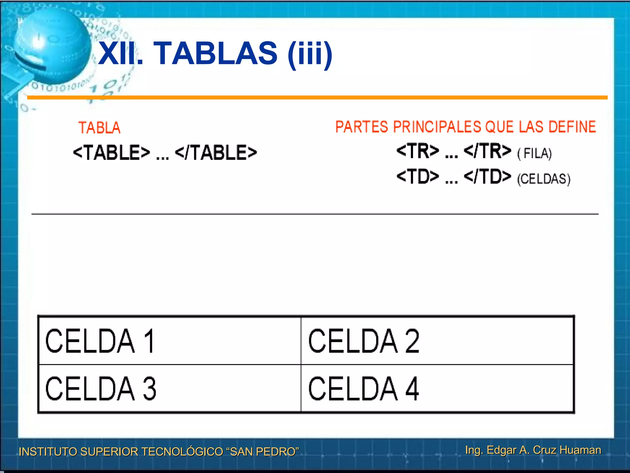 XII. TABLAS (iii)