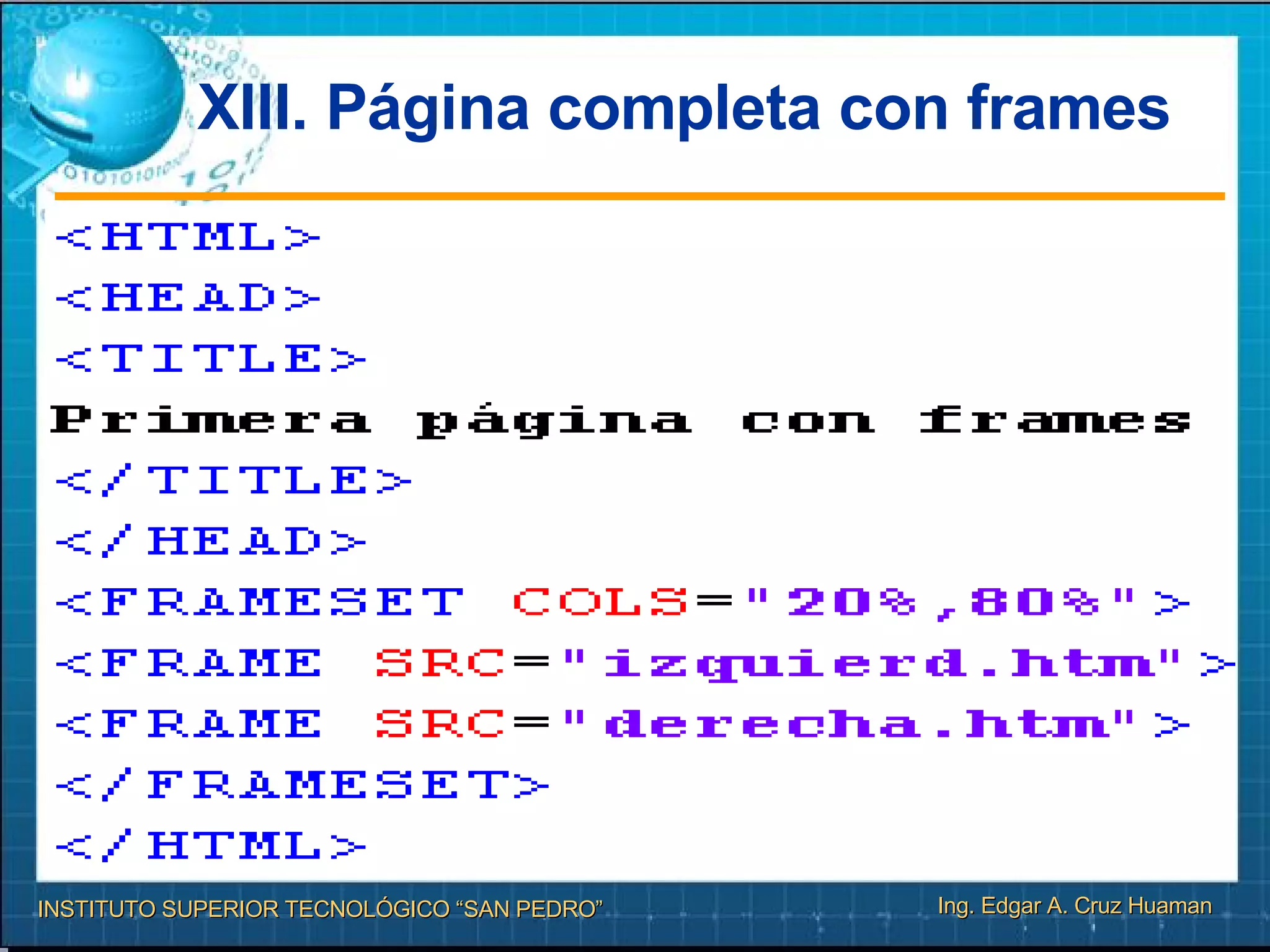 XIII. Página completa con frames 