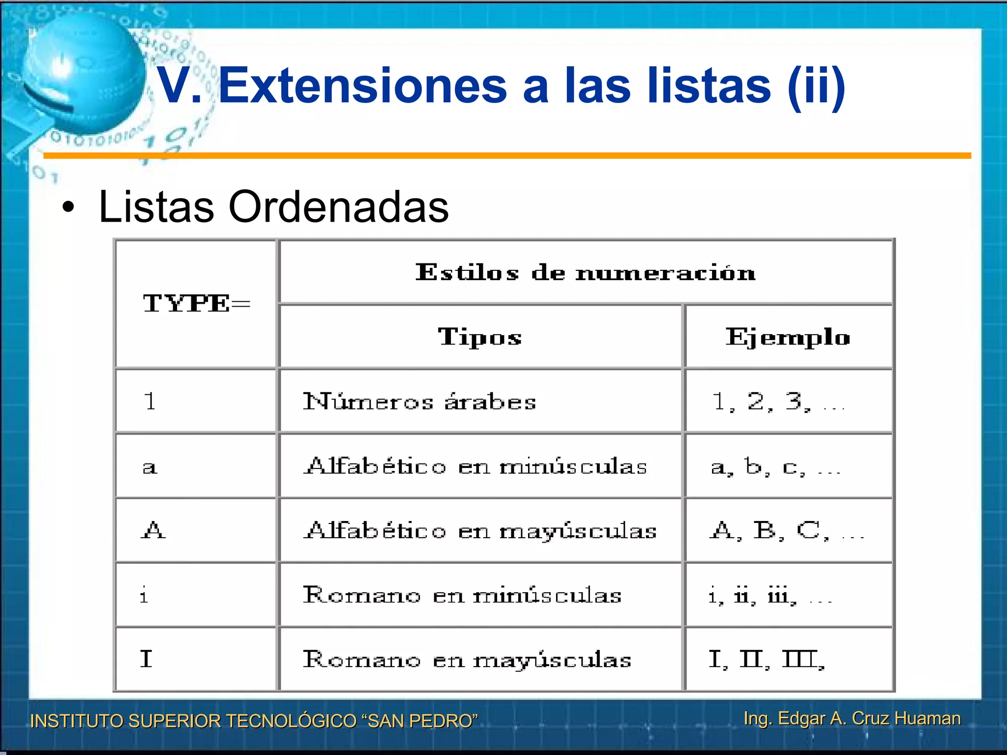 V. Extensiones a las listas (ii) Listas Ordenadas 