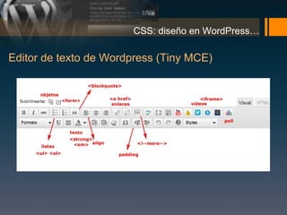 CSS: diseño en WordPress…

Editor de texto de Wordpress (Tiny MCE)
 