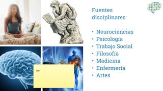 Fuentes
disciplinares:
• Neurociencias
• Psicología
• Trabajo Social
• Filosofía
• Medicina
• Enfermería
• Artes
leer
 
