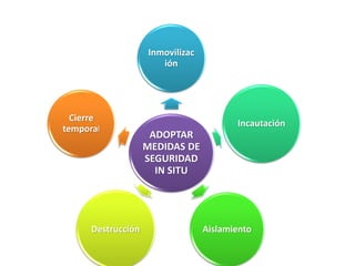 ADOPTAR
MEDIDAS DE
SEGURIDAD
IN SITU
Inmovilizac
ión
Incautación
AislamientoDestrucción
Cierre
temporal
 