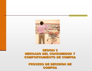 SESION 3
MERCADO DEL CONSUMIDOR Y
COMPORTAMIENTO DE COMPRA
PROCESO DE DECISION DE
COMPRA
 