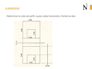 EJERCICIO
Determinar la vista de perfil, cuyas vistas horizontal y frontal se dan:

1.50

3.00

3.00

1.50

3.00

1.50

1.50

 