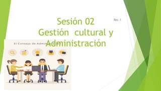 Sesión 02
Gestión cultural y
Administración
Rec.1
 