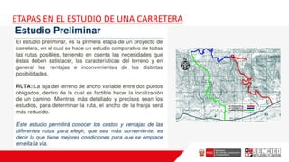 ETAPAS EN EL ESTUDIO DE UNA CARRETERA
 