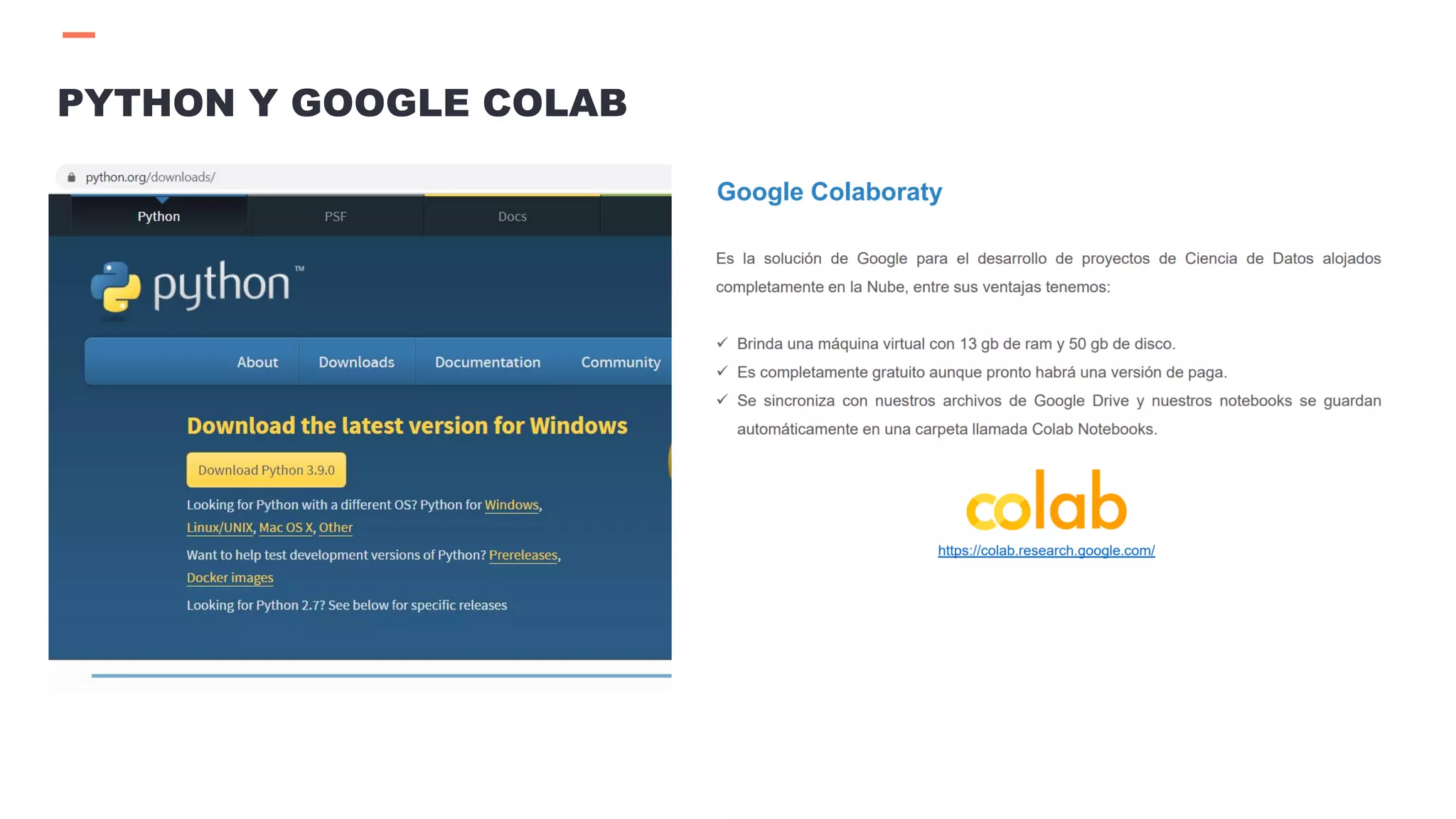 PYTHON Y GOOGLE COLAB
 