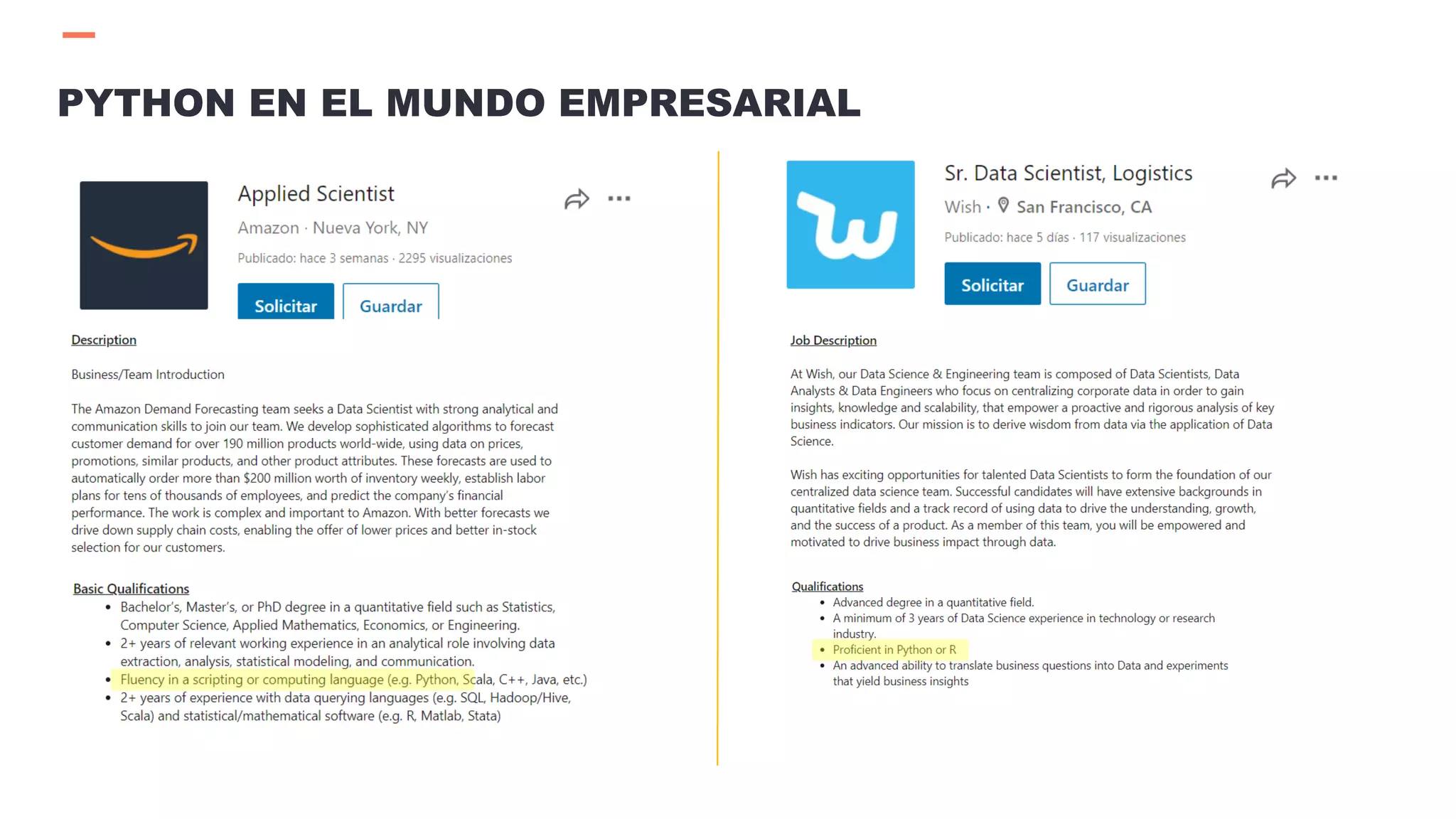 PYTHON EN EL MUNDO EMPRESARIAL
 