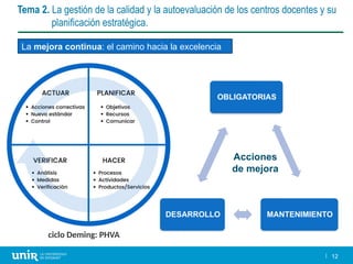 sesión la gestion de la calidad y la autoevaluacion de los centros | PPTX