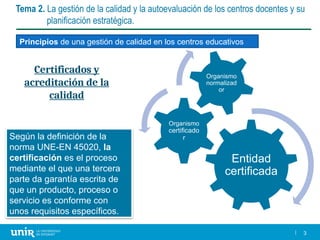 sesión la gestion de la calidad y la autoevaluacion de los centros | PPTX