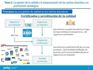 sesión la gestion de la calidad y la autoevaluacion de los centros | PPTX