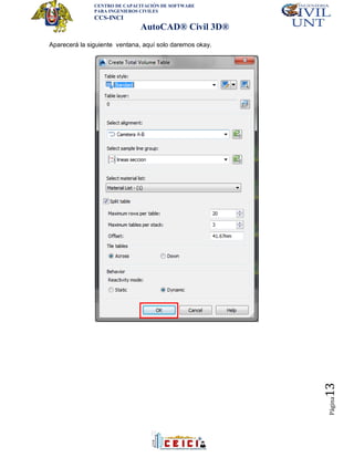 CENTRO DE CAPACITACIÓN DE SOFTWARE
PARA INGENIEROS CIVILES
CCS-INCI
AutoCAD® Civil 3D®
Página13
Aparecerá la siguiente ventana, aquí solo daremos okay.
 