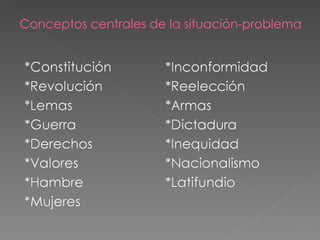 Conceptos centrales de la situación-problema 