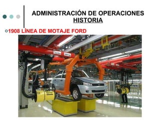 ADMINISTRACIÓN DE OPERACIONES HISTORIA 1908 LÍNEA DE MOTAJE FORD 