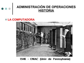 ADMINISTRACIÓN DE OPERACIONES HISTORIA LA COMPUTADORA 