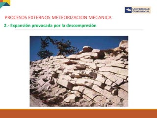 PROCESOS EXTERNOS METEORIZACION MECANICA
2.- Expansión provocada por la descompresión
 