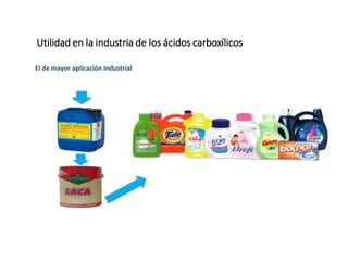 Utilidad en la industria de los ácidos carboxílicos
El de mayor aplicación industrial
 