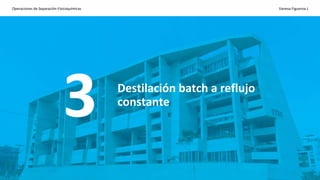 Operaciones de Separación-Fisicoquímicas Vanesa Figueroa J.
3 Destilación batch a reflujo
constante
 